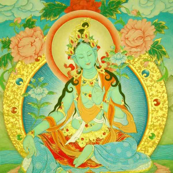 緑ターラ菩薩 効果 仏画 タンカ 緑多羅菩薩 グリーンターラ 仏像 大阪