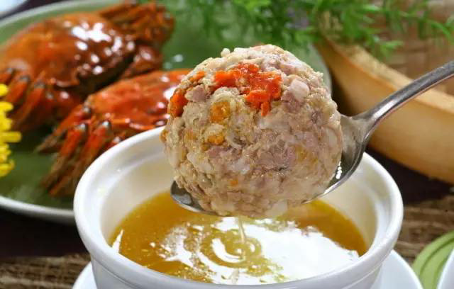 Crab Roe Lion's Head Meatballs_Baiduwiki