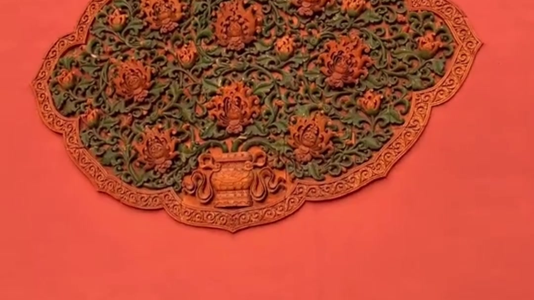 唐時代（盛唐～中唐）唐代宝相花紋高彫り吉祥紋銅鏡 幾何学紋（E-99②