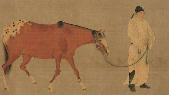 絹本 馬図 扁額 清時代 中国美術 出圉図（元代の任仁発が制作した絹本着色画）_百度百科