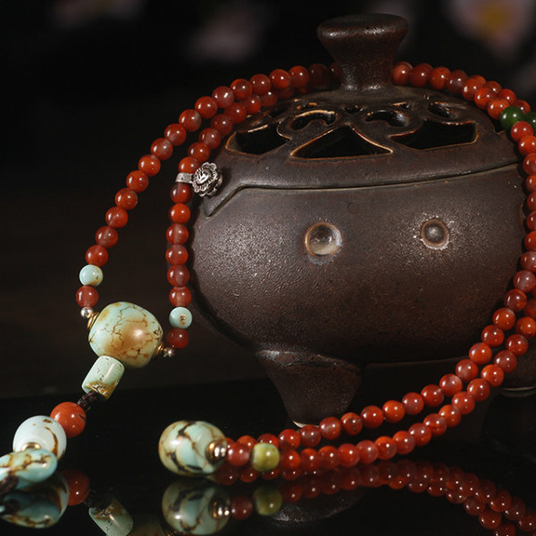 数珠 アンティーク チベット Old Tibetan Mala 椰子 念珠ブレスレット_