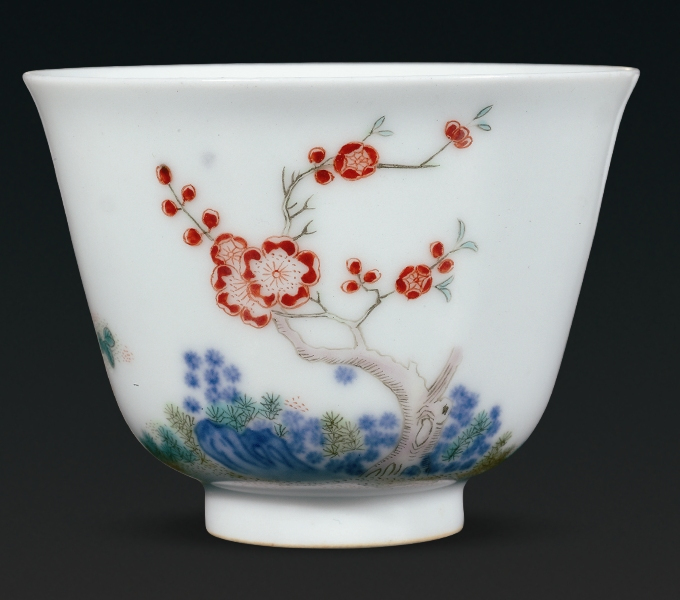 中国古美術品　清の康熙時代　青花五彩茶碗　本物保証 清の康熙年間の青花五彩十二花神杯_百度百科