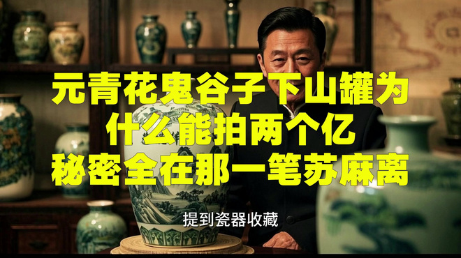 元青花釉里紅鬼谷子下山図紋缶手絵模古古品磁器家庭中国式古玩置物 元