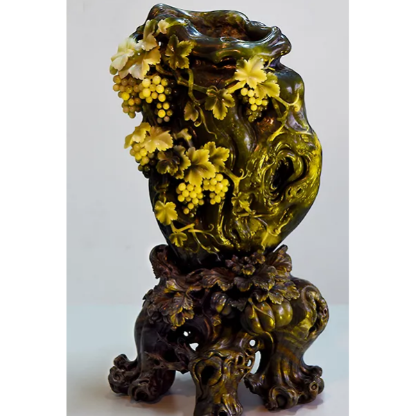 花瓶 筆立て 滑石 寿山石 ソープストーン 石彫刻 中国 工芸品 【公式通販】