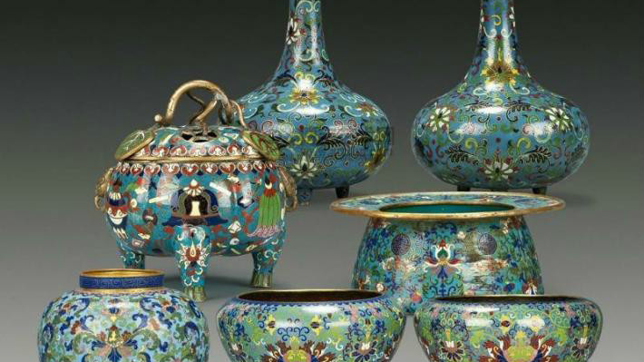 清代 古銅器 七宝焼ライオン置物 中国美術骨董收藏 工芸品 七宝焼き（中国の伝統工芸品）_百度百科