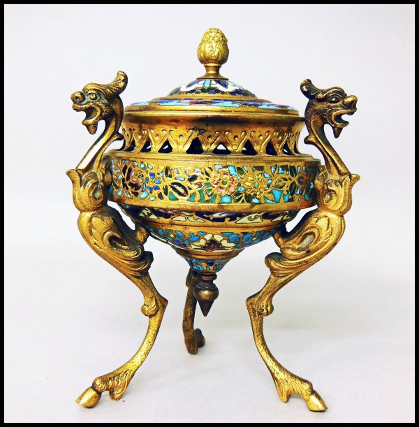 銅鍍金七宝三龍頂香炉_百度百科