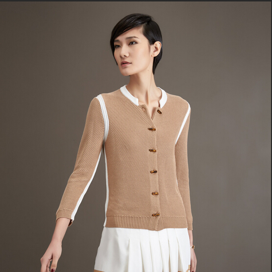 Shanghai Tang(シャンハイタン) ノースリーブカットソー サイズUS 8 レディース美品  - アイボリー×ライトブラウン×黒 ハイネック/シルク Shanghai Tang(シャンハイタン) ノースリーブカットソー サイズUS 8