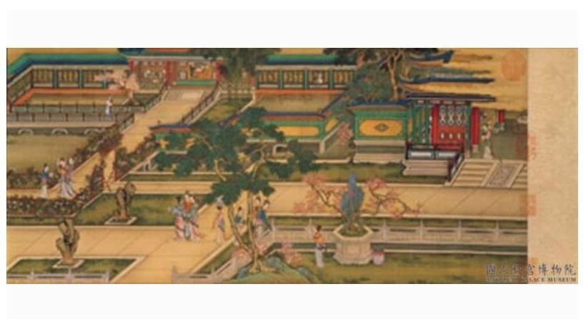 漢宮春暁図 長巻 掛軸 70×330cm 中国人物画 漢宮春暁図（清時代の孫祜、周鯤、丁観鵬による重彩画）_百度百科