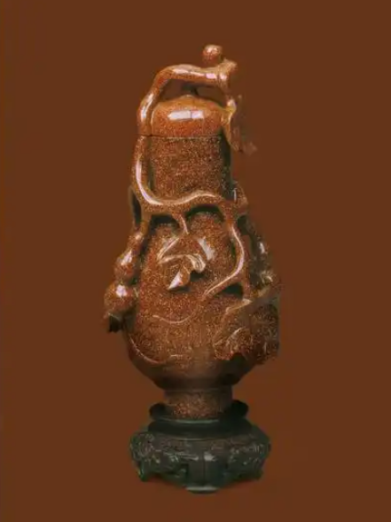 清乾隆金星ガラス浮き彫り花卉文蓋瓶_百度百科