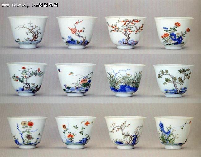 清の康熙年間の青花五彩十二花神杯_百度百科