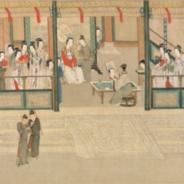 漢宮春暁図 長巻 掛軸 70×330cm 中国人物画 漢宮春暁図（明代の仇英による、台北故宮博物院に所蔵されている絹本
