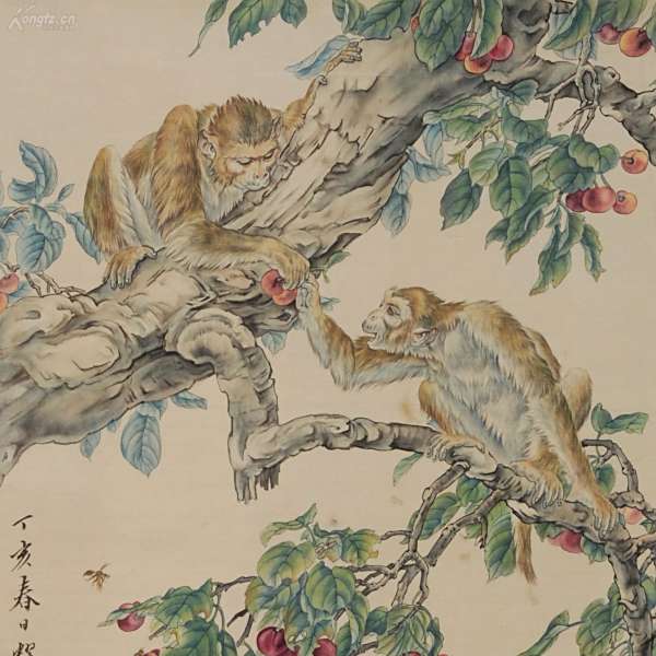 【特価】劉奎齢 双牛図 掛け軸 中堂｜中国絵画｜四尺｜証書付き 真作】 掛け軸 謝友生 中国 【彩色山水図】 ≪倣恵崇 水村図≫ 清時代