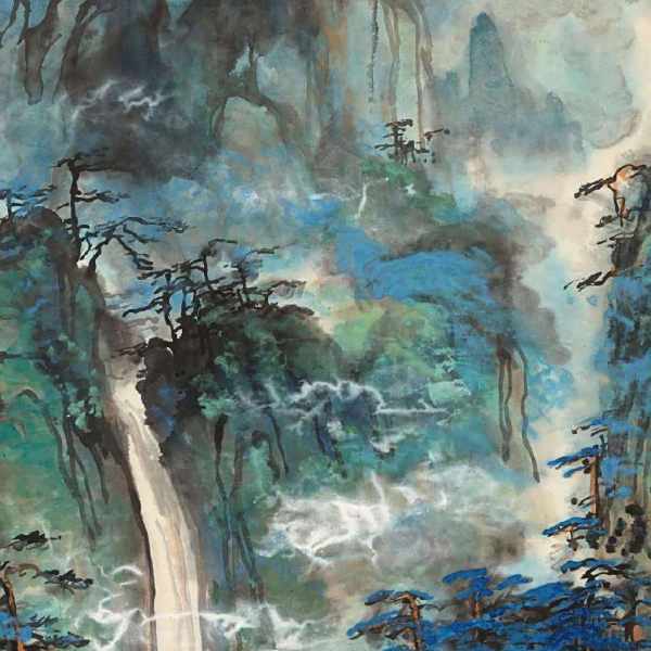 手描き 水彩油画 山水画 刘海粟 中国絵画 風景画 約70×100cm 未表装 劉海粟_百度百科