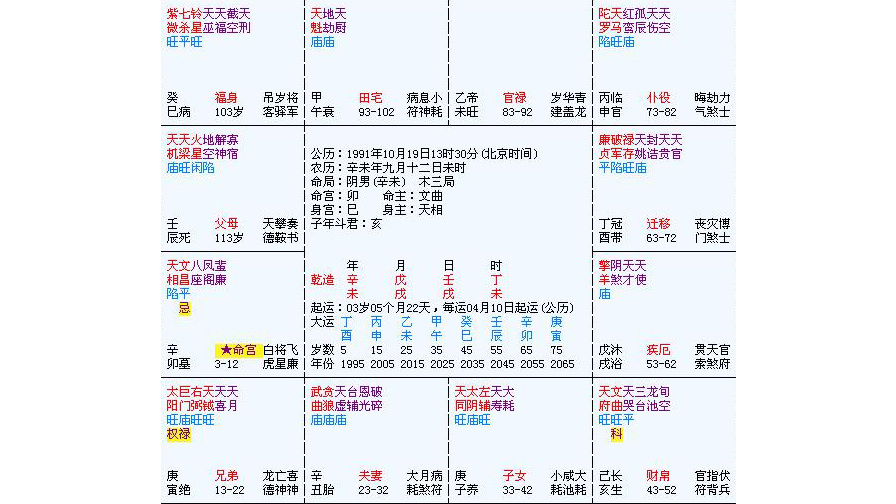 紫微斗数命盤_百度百科