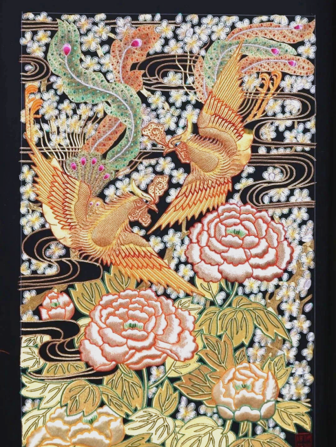 【再値下げ！】広東刺繍　伝承者「陸柳卿」の刺繍作品 広東刺繍（潮州刺繍）_百度百科
