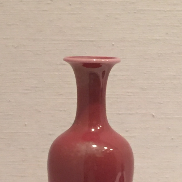 中国古美術品 豇豆紅 花瓶 桃色 大清康煕年製 高22.5cm