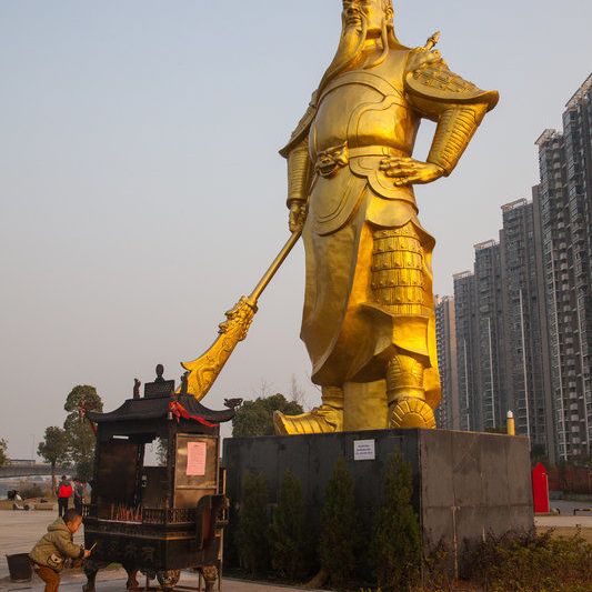ピコ金属製 神像 彫刻 中国古美術　関羽像（関公像）　青銅清朝〜民国期頃 関公像_百度百科