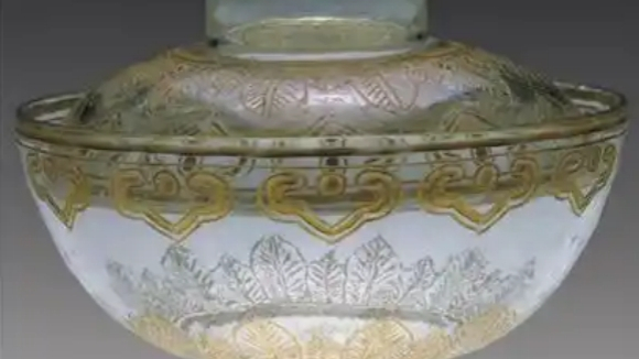 White Overlay Blue Glass Vase with Floral Pattern from the Qianlong ...