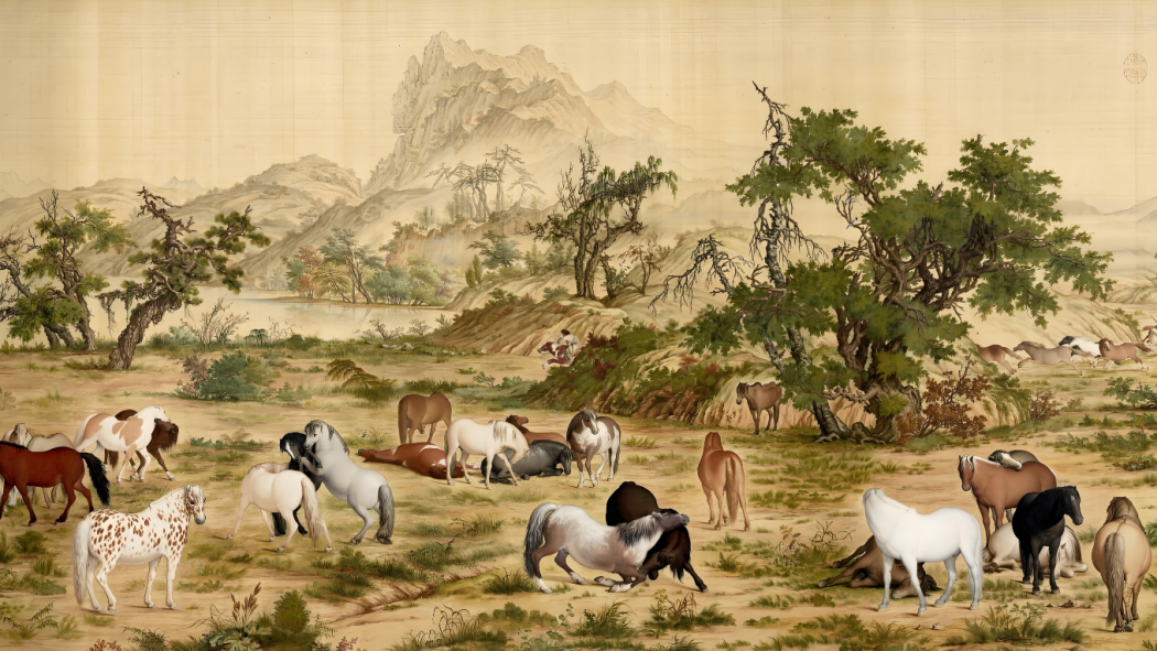 百駿図（清朝のジュゼッペ・カスティリオーネが描いた、台北故宮博物院